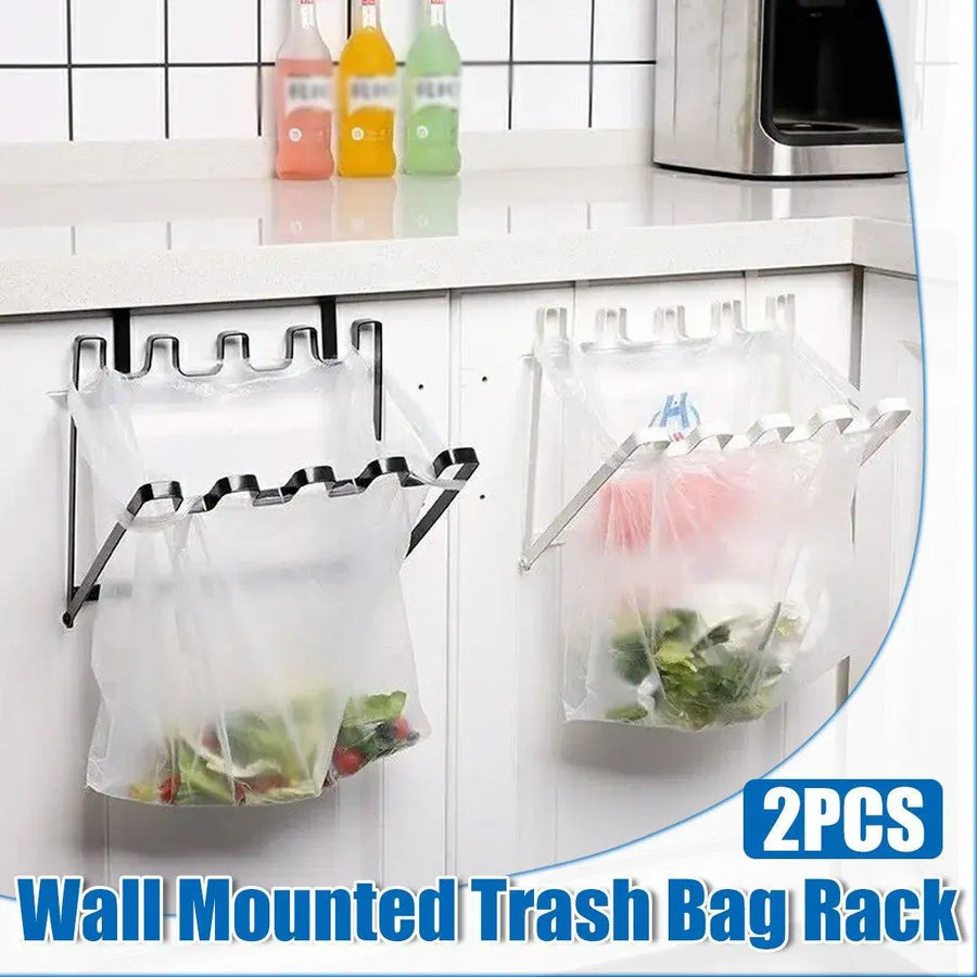 Wall Hanging Garbage Bag Shelf Hook Kitchen Storage Plastic Bag Hanger Rack Trash Bin