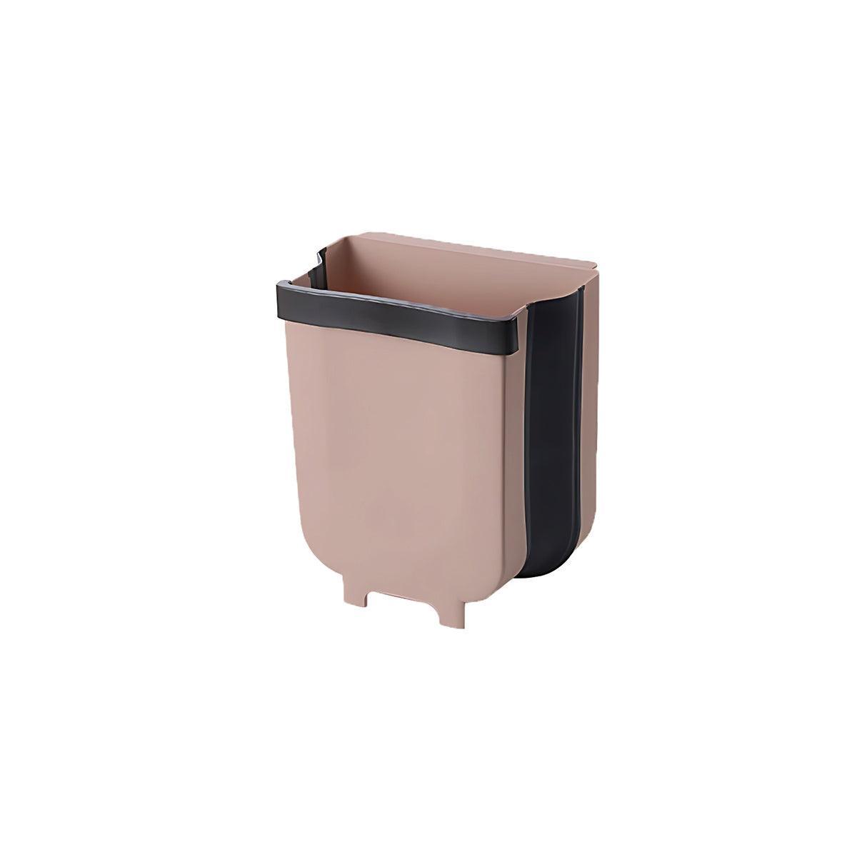 9L Hanging Bin Wall Mounted Folding Waste Bin Kitchen Dining Cabinet Trash Can - Khaki