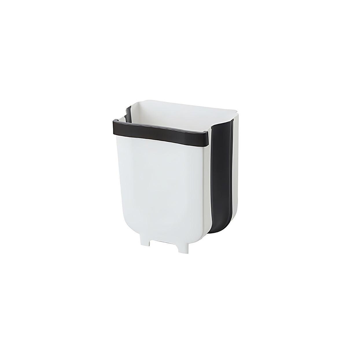 9L Hanging Bin Wall Mounted Folding Waste Bin Kitchen Dining Cabinet Trash Can - White