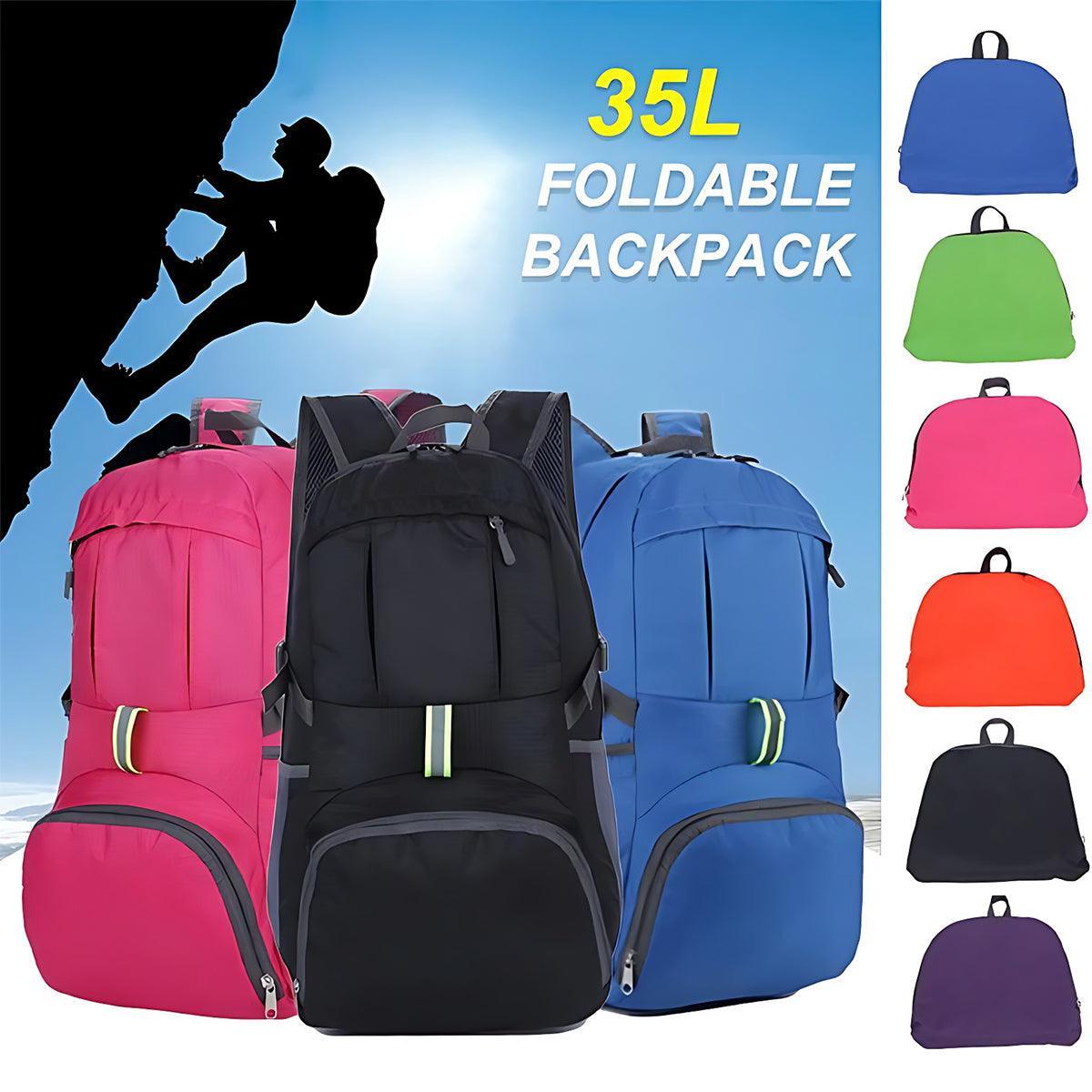 35L Light Foldable Outdoor Sports Backpack Camping Hiking Travel Bag - Purple