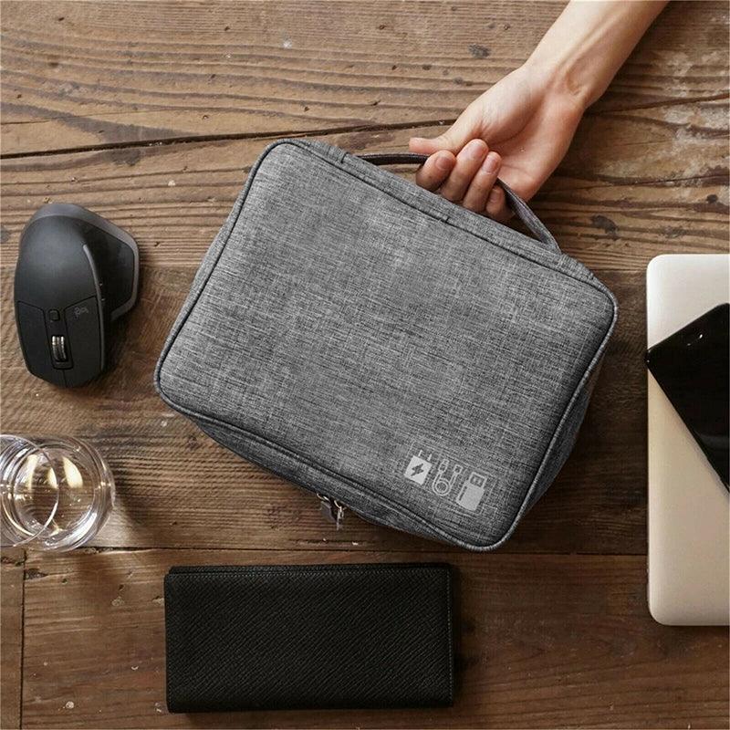 Cable Organizer Bag Charger USB Electronic Accessories Storage Travel Case - Grey