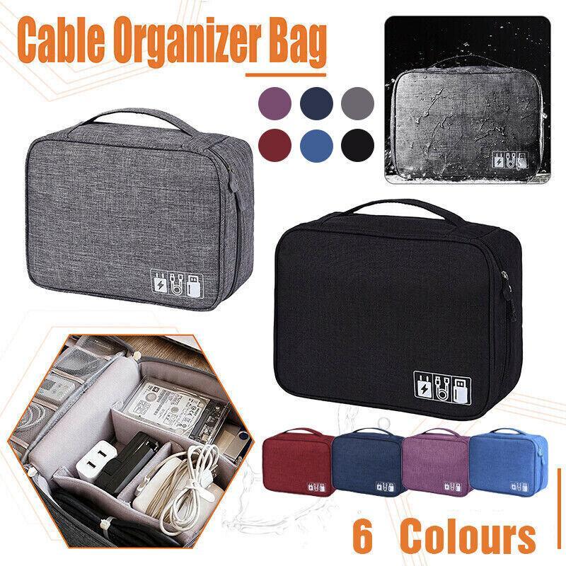 Cable Organizer Bag Charger USB Electronic Accessories Storage Travel Case - Sky Blue