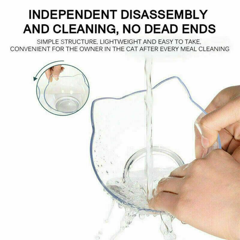 Double Cat Dog Bowl Elevated Pet Feeder Stand Raised Food Water Feeding Dish - Transparency+Transparency