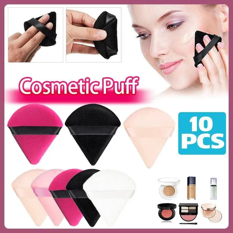 1/10X Triangle Cosmetic Puff Mini Cotton Makeup Sponge Powder Tool - Pink