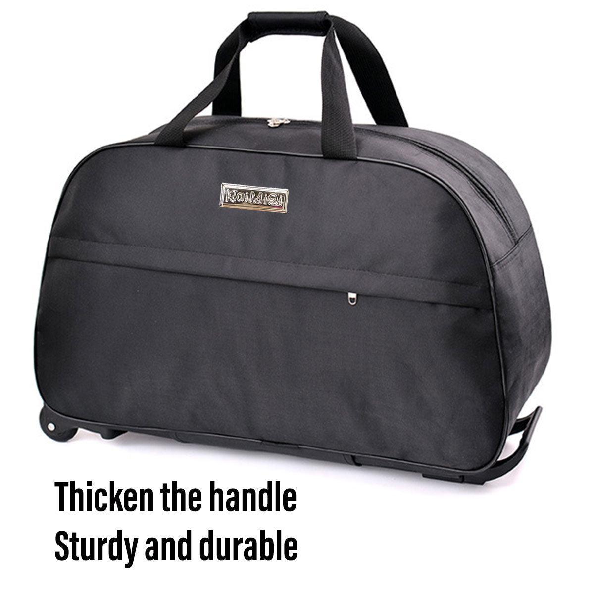 Wheeled Travel Duffle Trolley Bag Carry On Rolling Luggage Suitcase Tote Durable - Black-24in