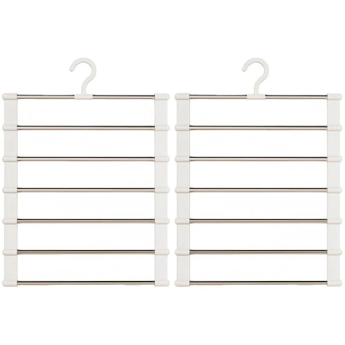 2pcs Multifunctional Folding Trouser Rack Multi Layer Storage Hanging Clothes