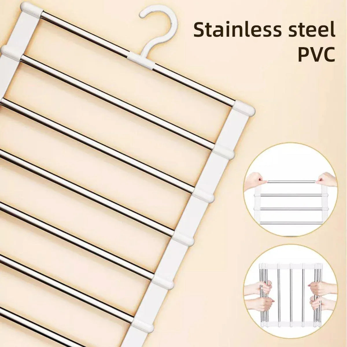 2pcs Multifunctional Folding Trouser Rack Multi Layer Storage Hanging Clothes