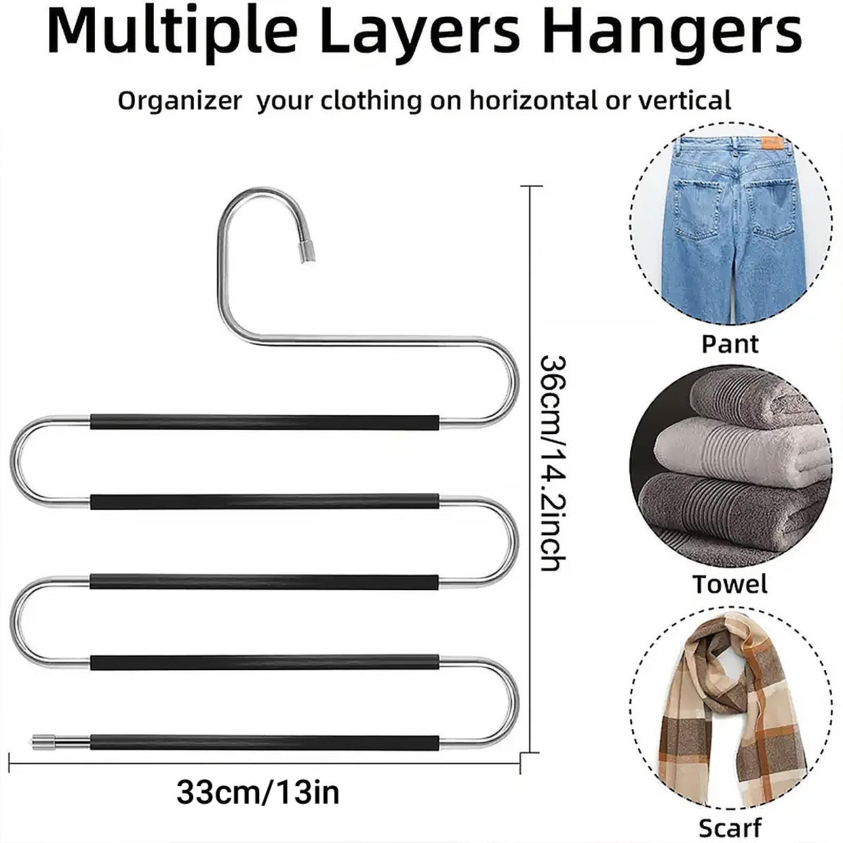 Clothes Hanger 4pcs S Shape Non Slip Multi Layer Trousers Rack Closet Organiser