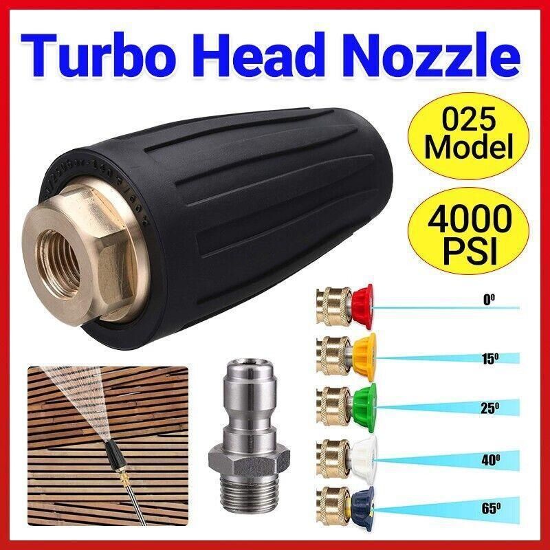 4000Psi Turbo Nozzle For Pressure Washer Rotating Nozzle And 5 Tips 1/4inch
