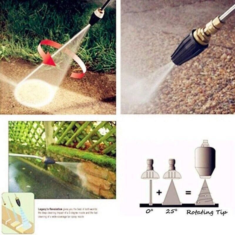 4000Psi Turbo Nozzle For Pressure Washer Rotating Nozzle And 5 Tips 1/4inch