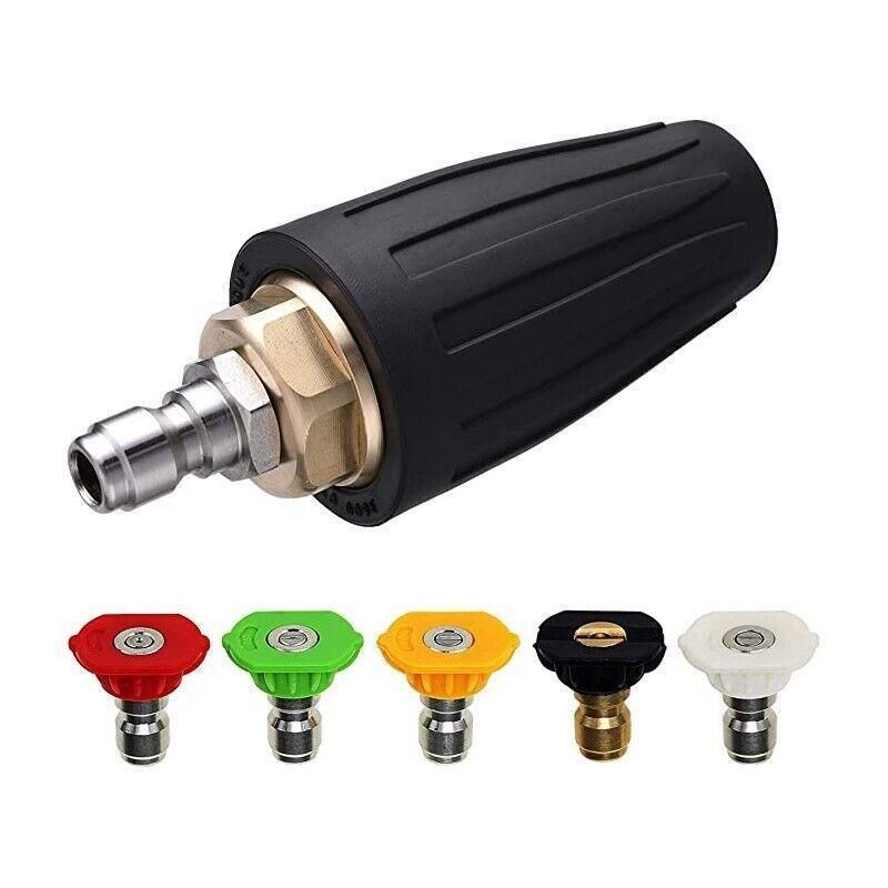4000Psi Turbo Nozzle For Pressure Washer Rotating Nozzle And 5 Tips 1/4inch