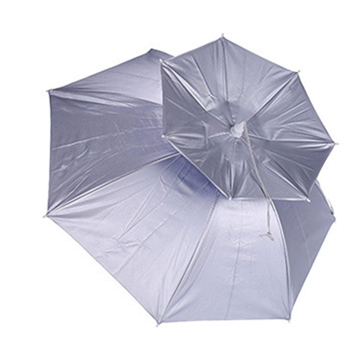 2-Layer Outdoor Foldable Sun Umbrella Hat Fishing Camping Headwear Cap Head Hat - Blue