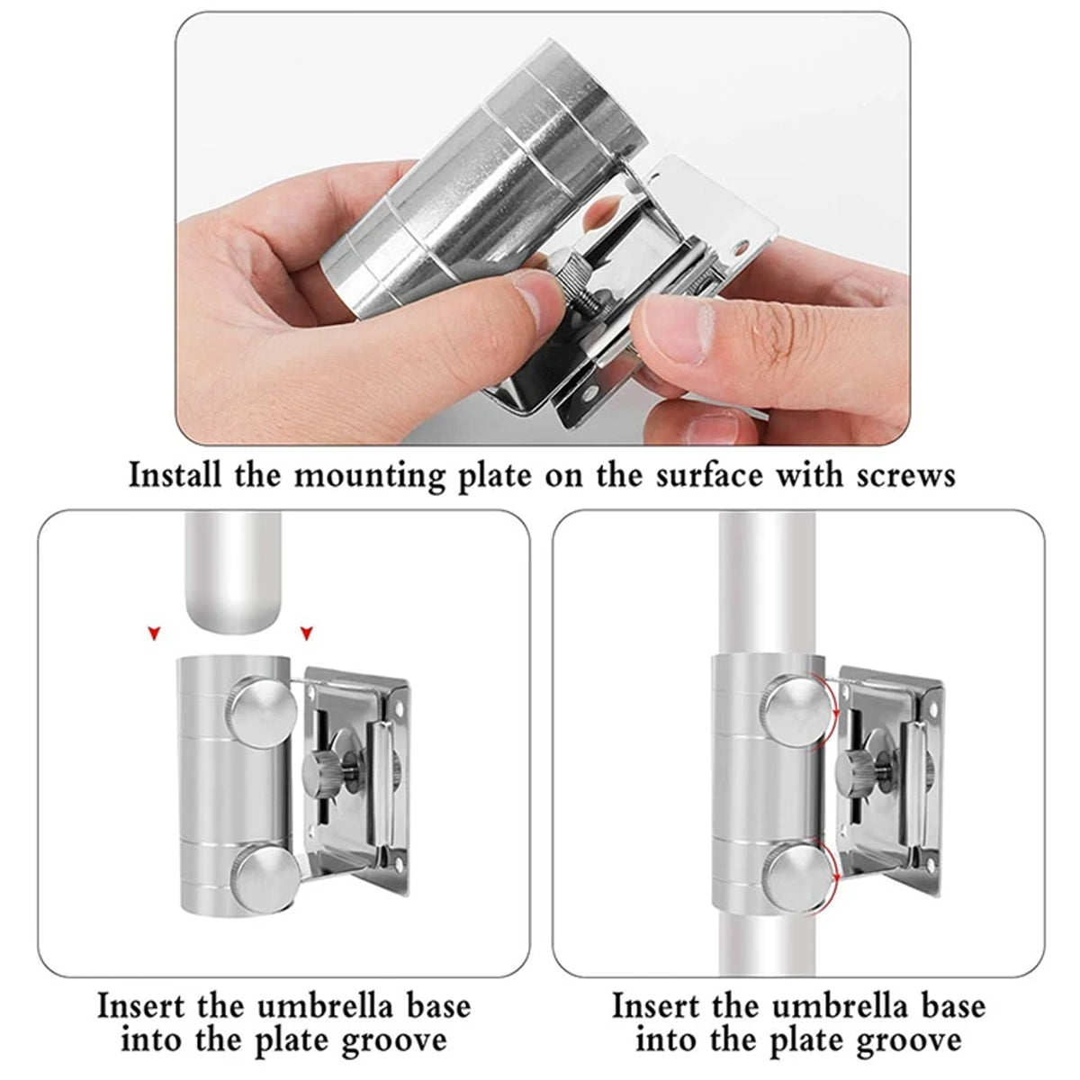 High Strength Adjustable Stainless Steel Umbrella Holder Bracket Stand Base