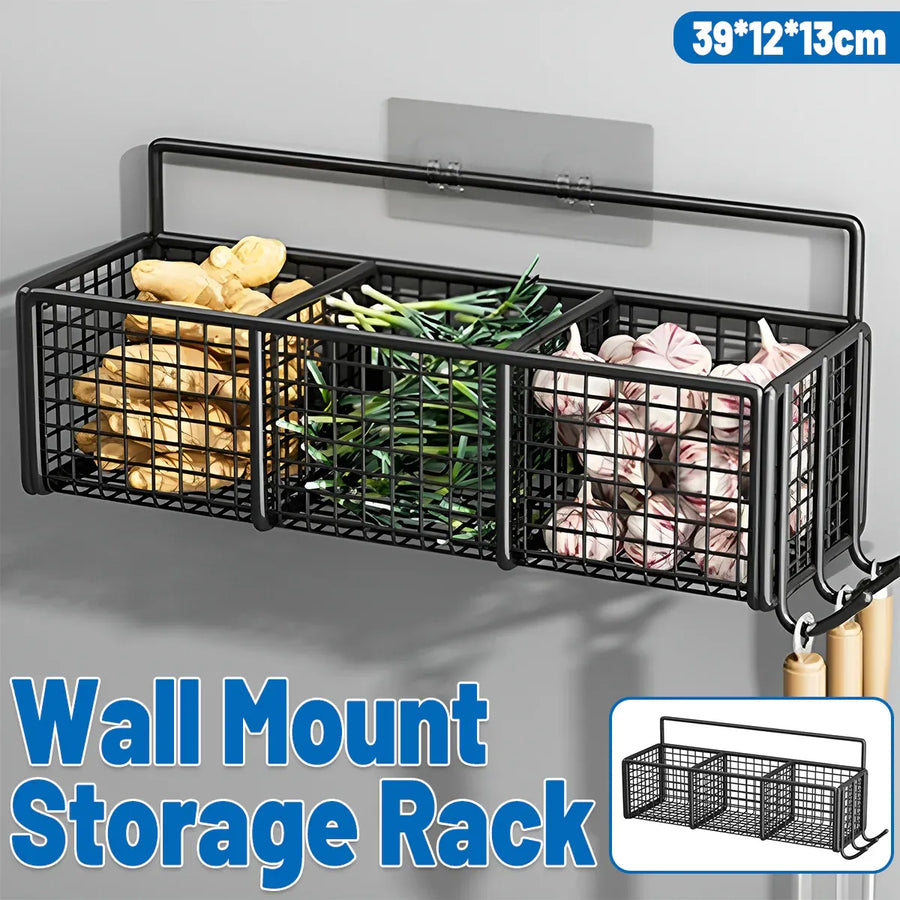 Wall Mount Storage Rack Kitchen Spice Racks Condiment Basket Bathroom Organizer
