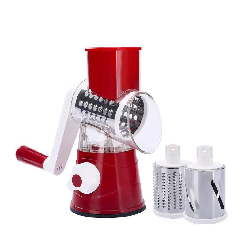 Kitchen Vegetable Fruit Slicer Cutter Shredder Food Manual Rotary Grater Chopper - Blue