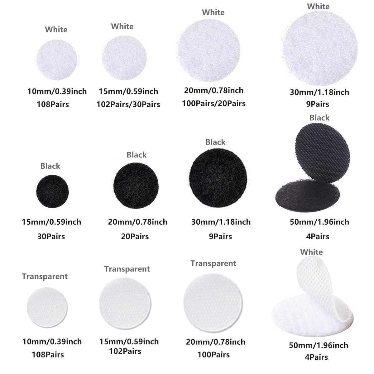 Strong Sticky Round Self Adhesive Dots DIY Bond Tape No Mark Fasteners - Black 30Pairs - 15mm