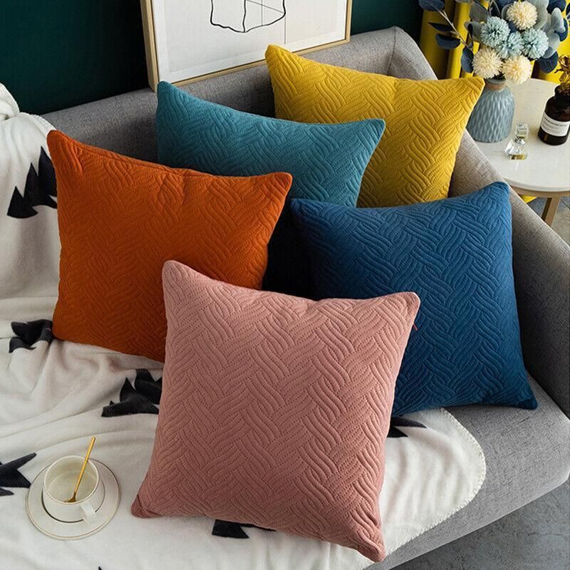 1PC Luxurious Modern Velvet Cushion Cover Soft Square Decorative Pillowcase Au - Dark Blue