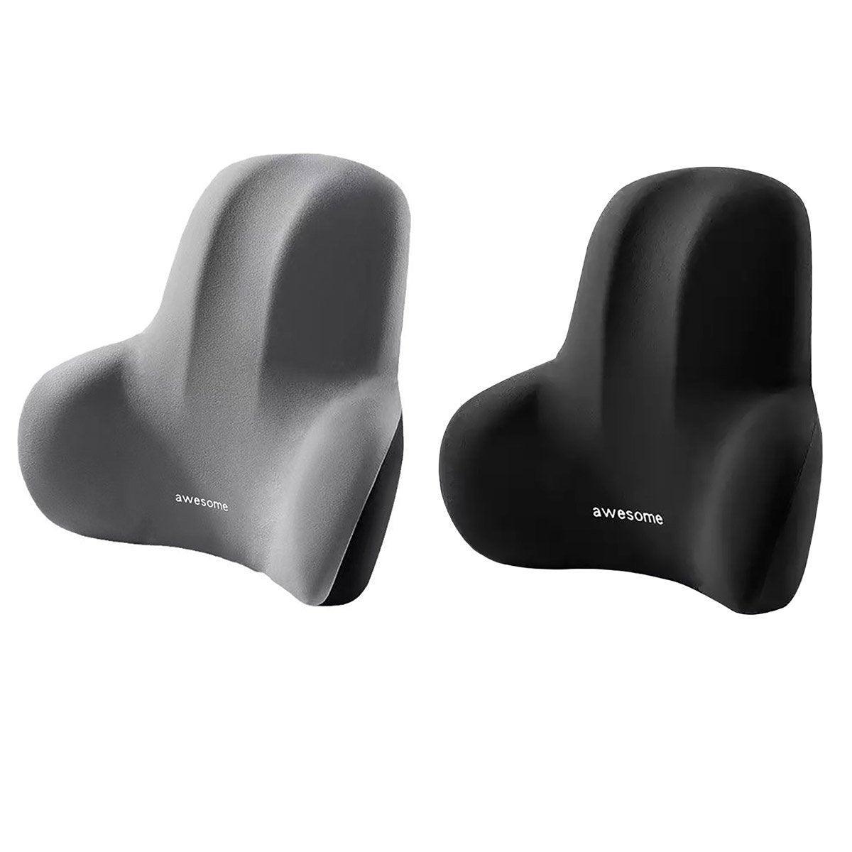 Office Chair Back Support Lumbar Cushion Seat Memory Foam Lumbar Pillow Comfort - Grey