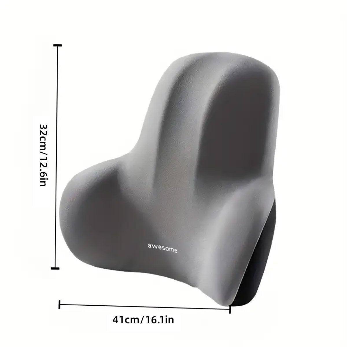 Office Chair Back Support Lumbar Cushion Seat Memory Foam Lumbar Pillow Comfort - Grey