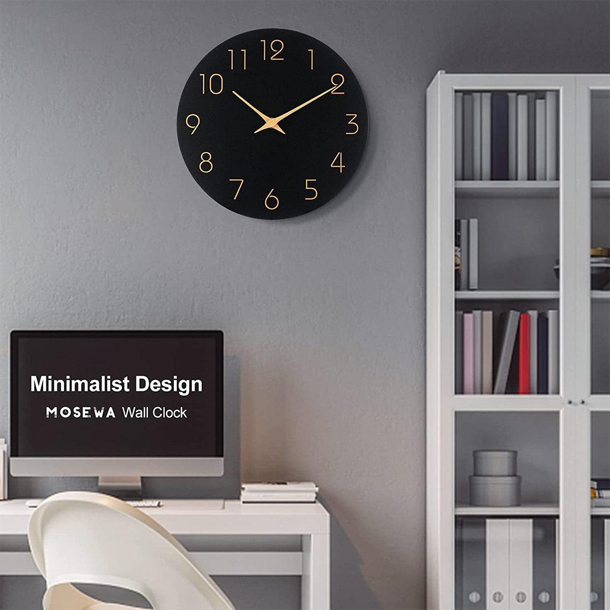 12 Inch Digital Wall Clock Simple Hanging Watch for Living Room Home Decoration - Black