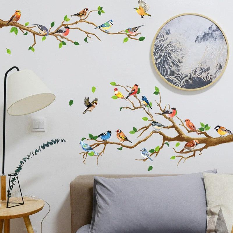 130x65cm Removable Wall Stickers Birds On Tree Branch Wall Decor Decal Home