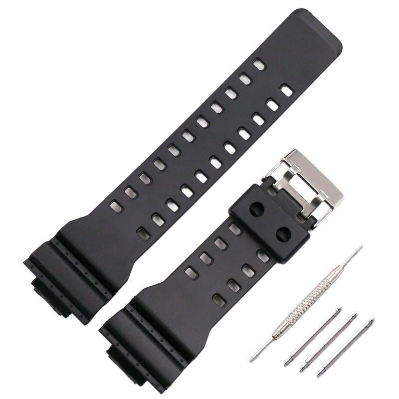 16mm TPU Watch Strap Compatible with G Series GA100 G8900 GW8900 with Tool Pins - Black