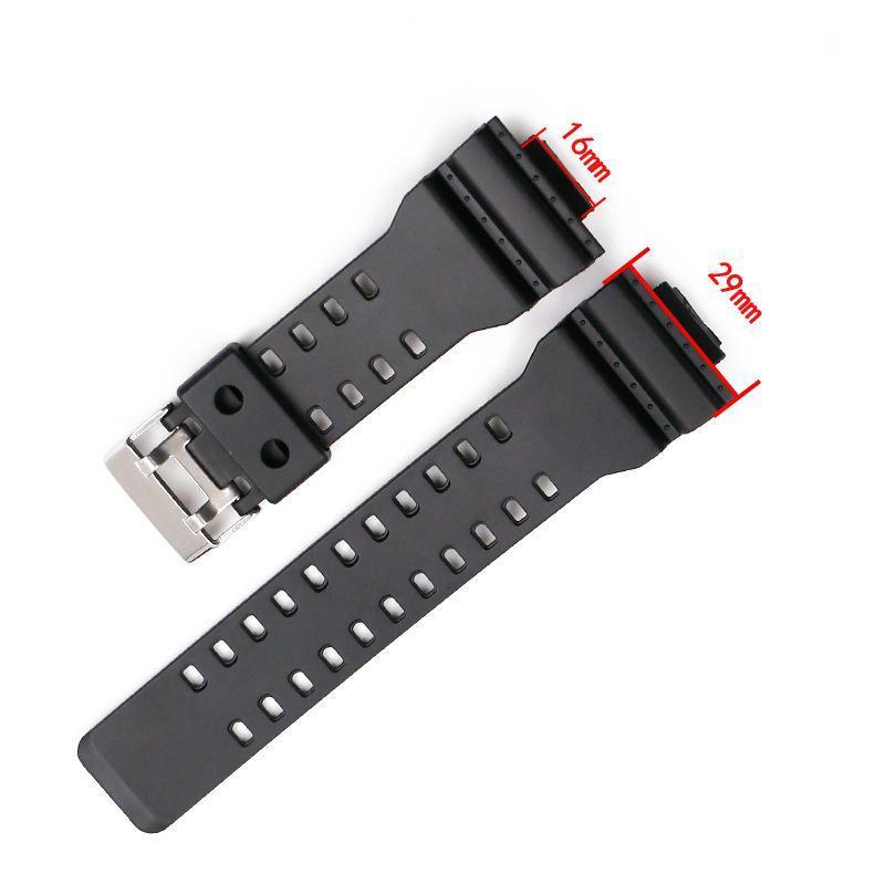 16mm TPU Watch Strap Compatible with G Series GA100 G8900 GW8900 with Tool Pins - Black