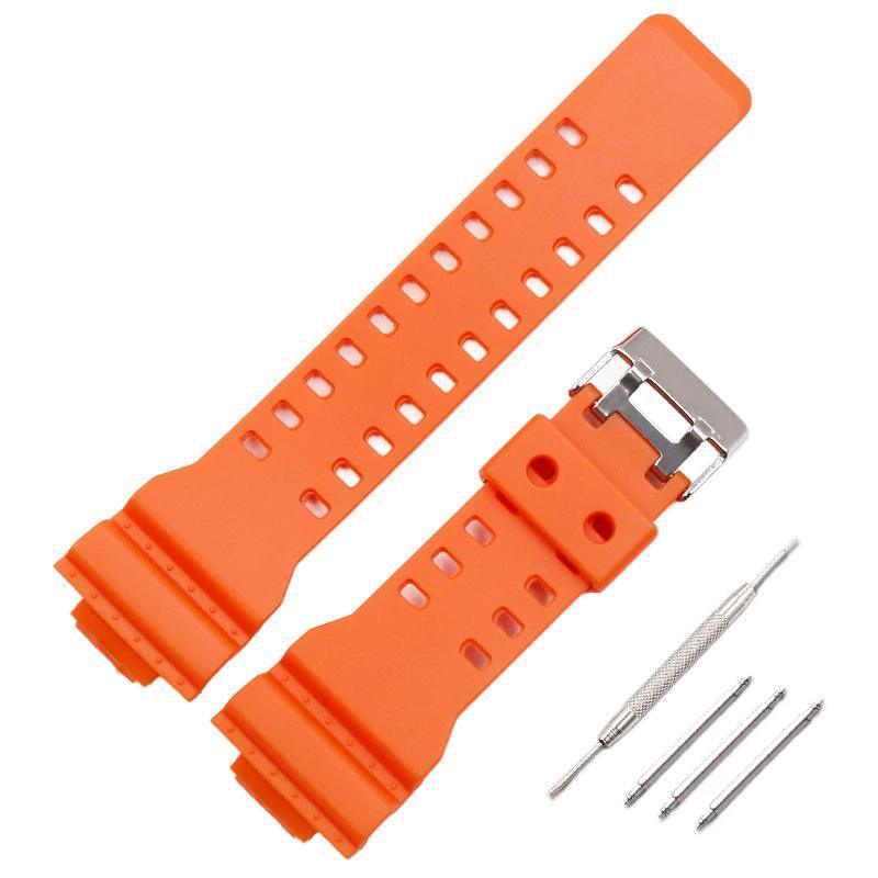 16mm TPU Watch Strap Compatible with G Series GA100 G8900 GW8900 with Tool Pins - Black