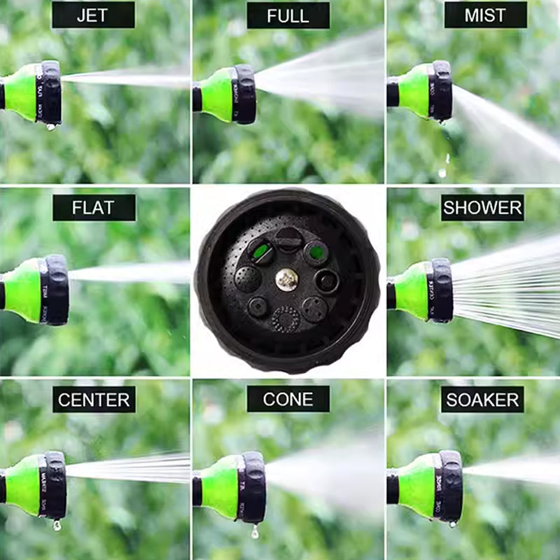 Washing Nozzle Plant Pet Hose 8-Mode Garden Car Water Foam Sprayer Soap Dispenser - Black
