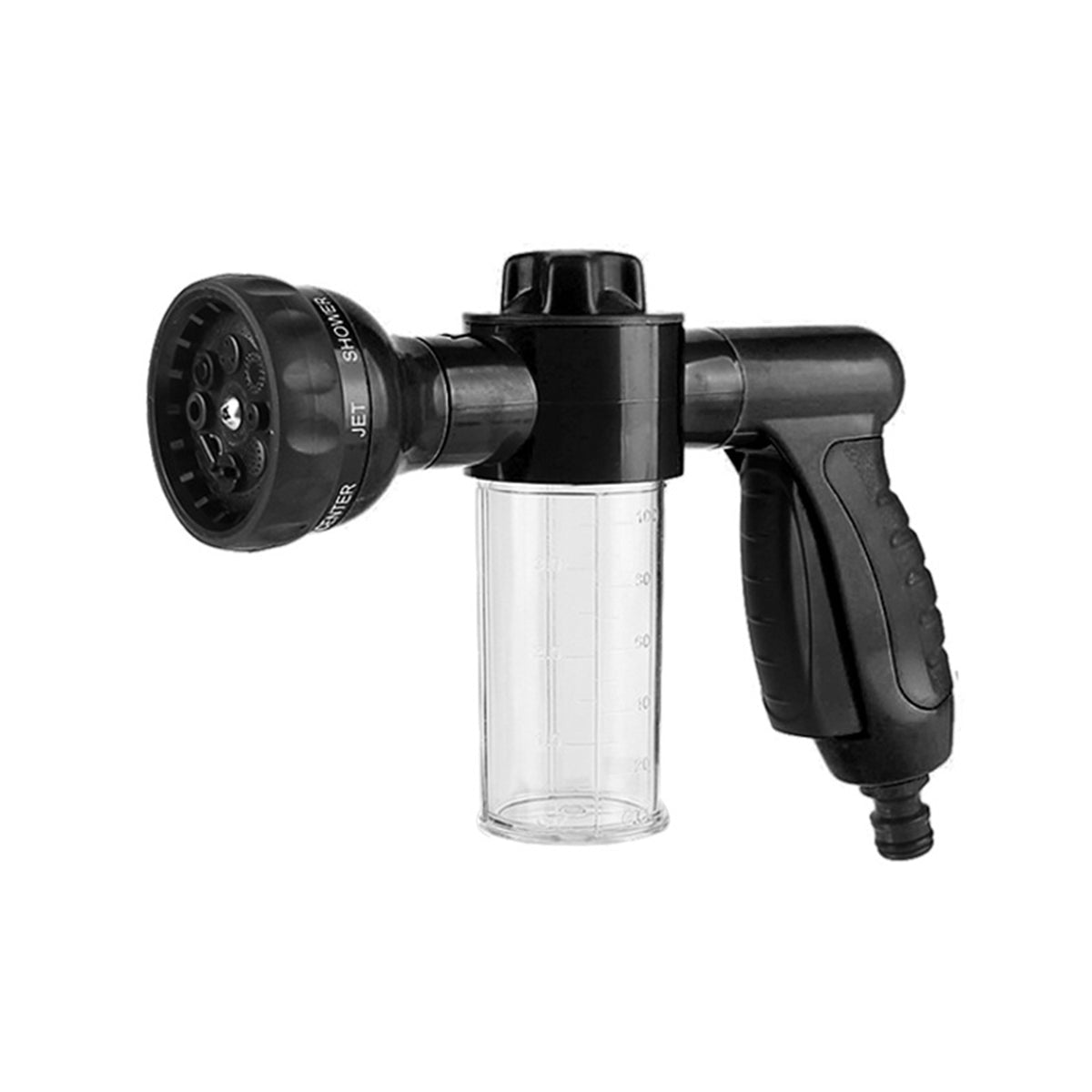 Washing Nozzle Plant Pet Hose 8-Mode Garden Car Water Foam Sprayer Soap Dispenser - Black