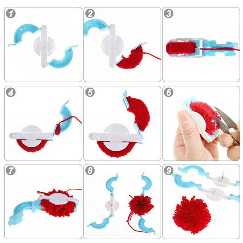 Pom Pom Maker Set of 4 Sizes DIY Wool Knitting Craft Ball Making Tool
