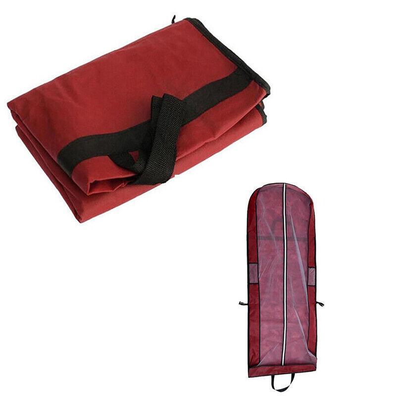 Wedding Dress Garment Bag 180cm Long Bridal Gown Storage Dustproof Cover Zipper - Red