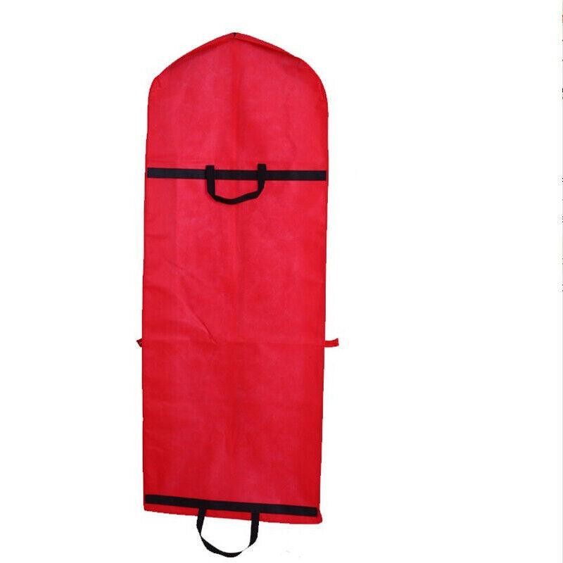 Wedding Dress Garment Bag 180cm Long Bridal Gown Storage Dustproof Cover Zipper - Red