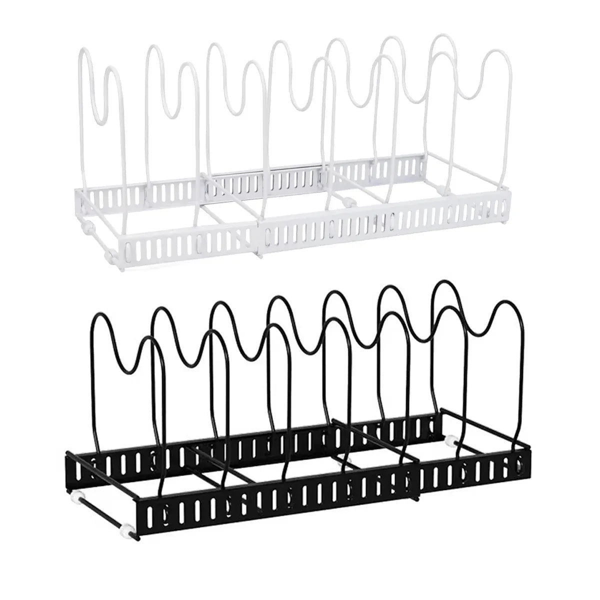 Retractable Kitchen Storage Rack Pot Lid Holder Cutting Board Organizer Stand - White