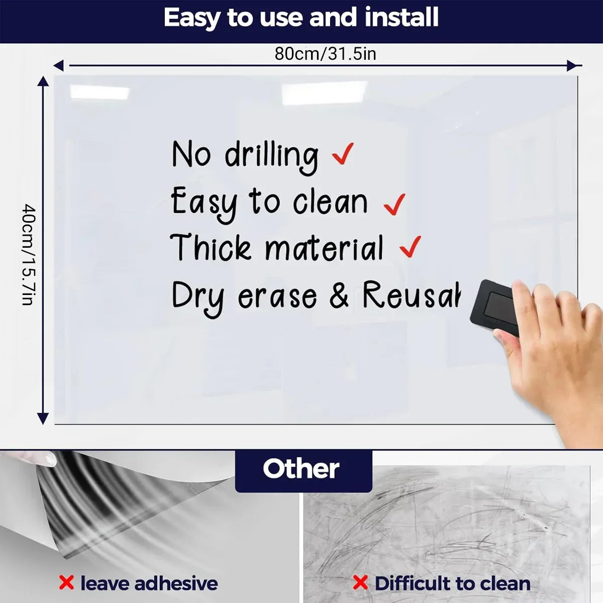 Whiteboard Multipurpose Office Home School Frame Dry Erase Board