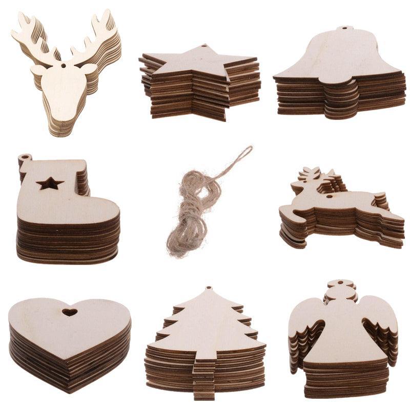 Wooden Christmas Hanging Ornament for Tree DIY Craft Decoration 10pcs - Deer01