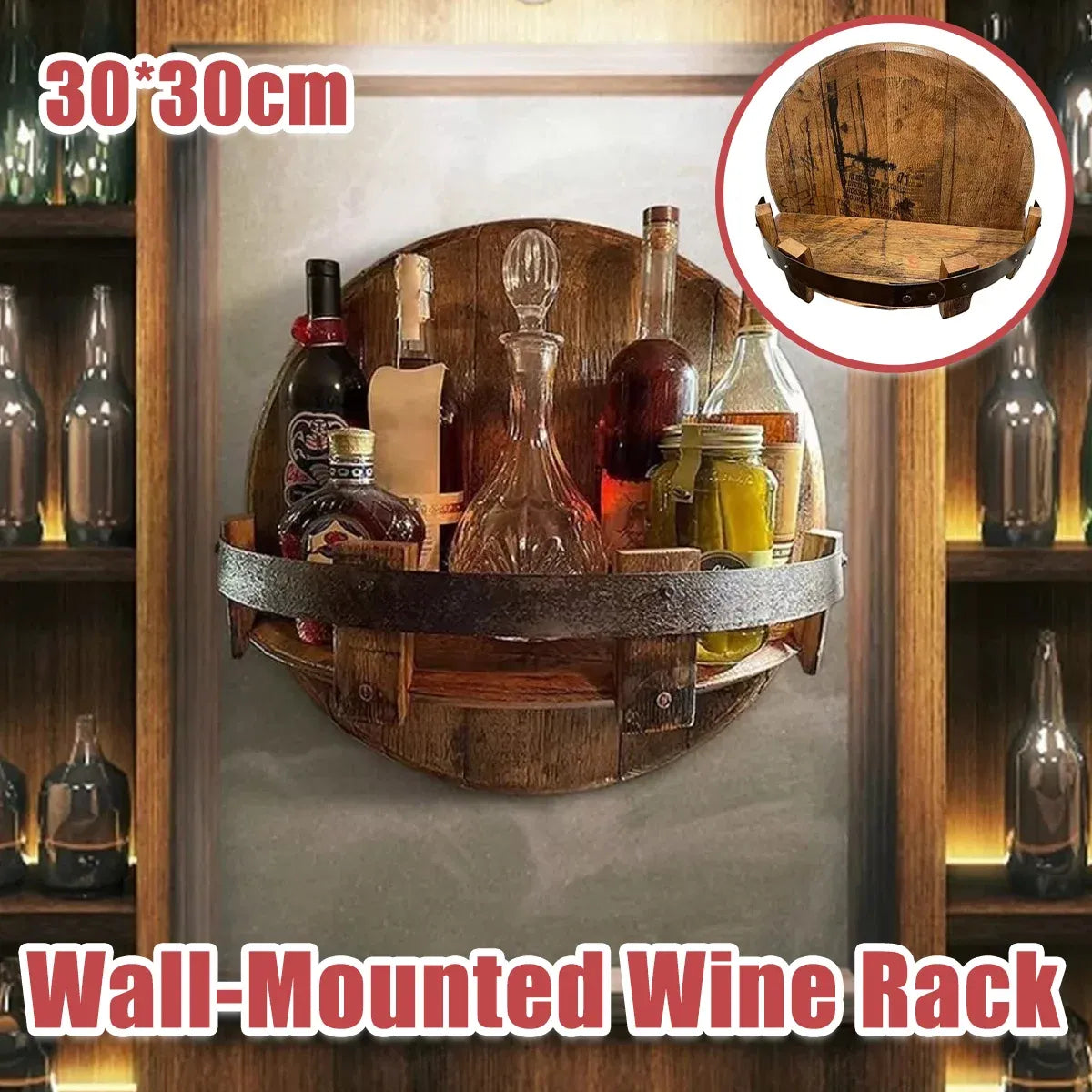 Wine Rack Wall Mounted Display Holder Space Saving Home Bar Storage Shelf Rack