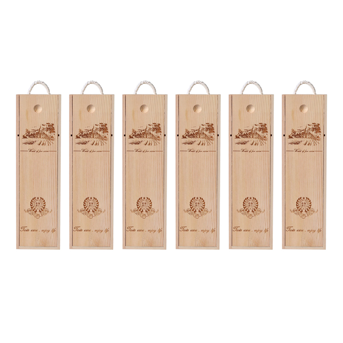 6pcs Red Wine Wooden Gift Box Packaging Storage Box for Wine Bottle Gifts - Double pull-out