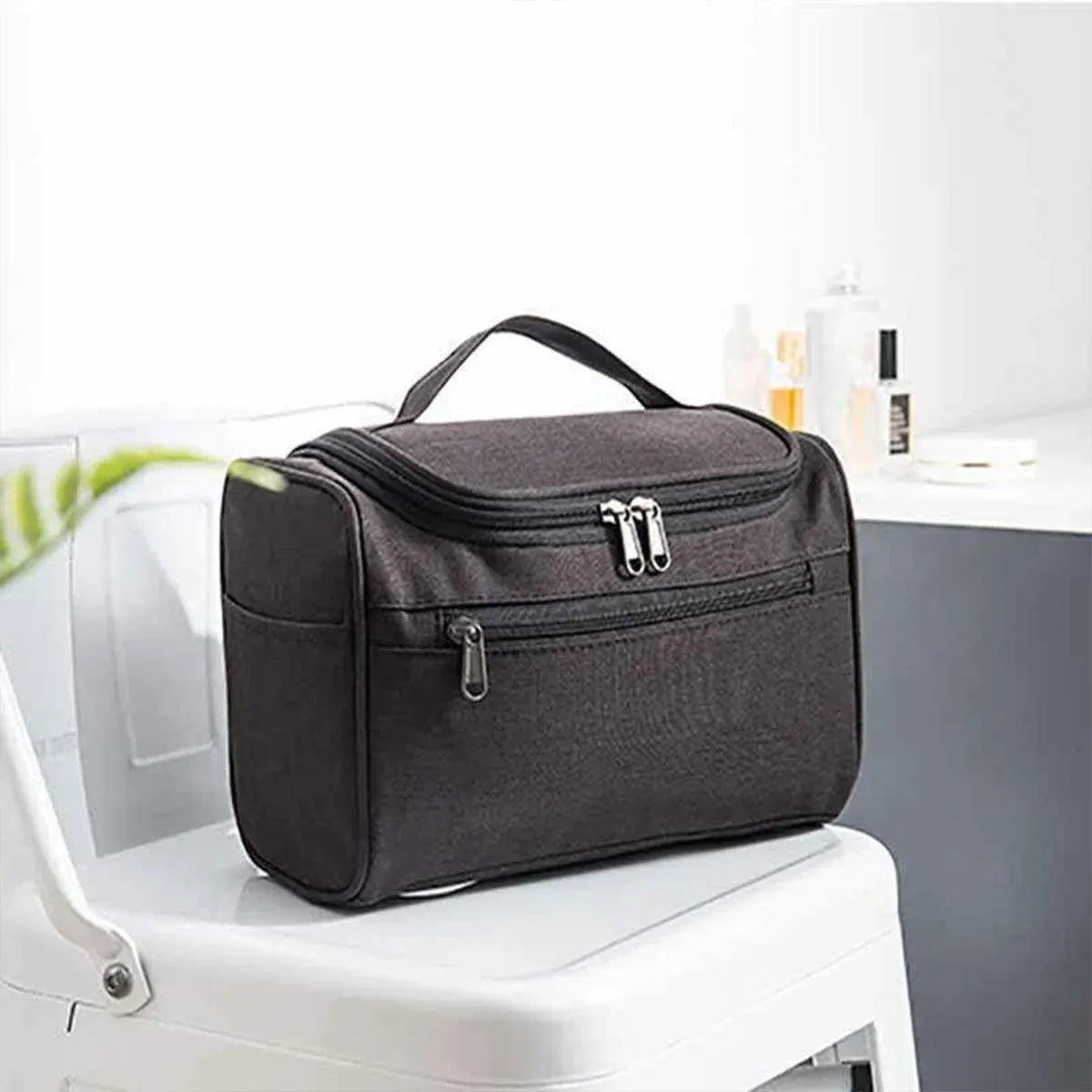 Womens Cosmetic Bag Make Up Case Travel Toiletry Wash Organiser Vanity Nail Box - Wine Red