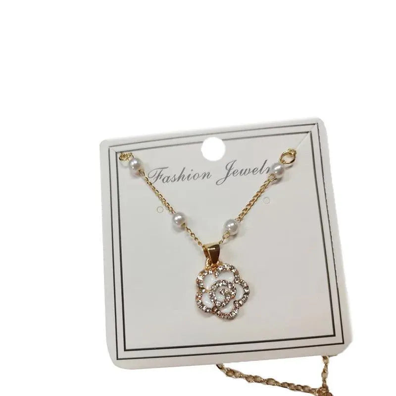 Pearl Flower Bracelet Women Bracelets Charm Hand Chain Titanium Steel Chain - Necklaces
