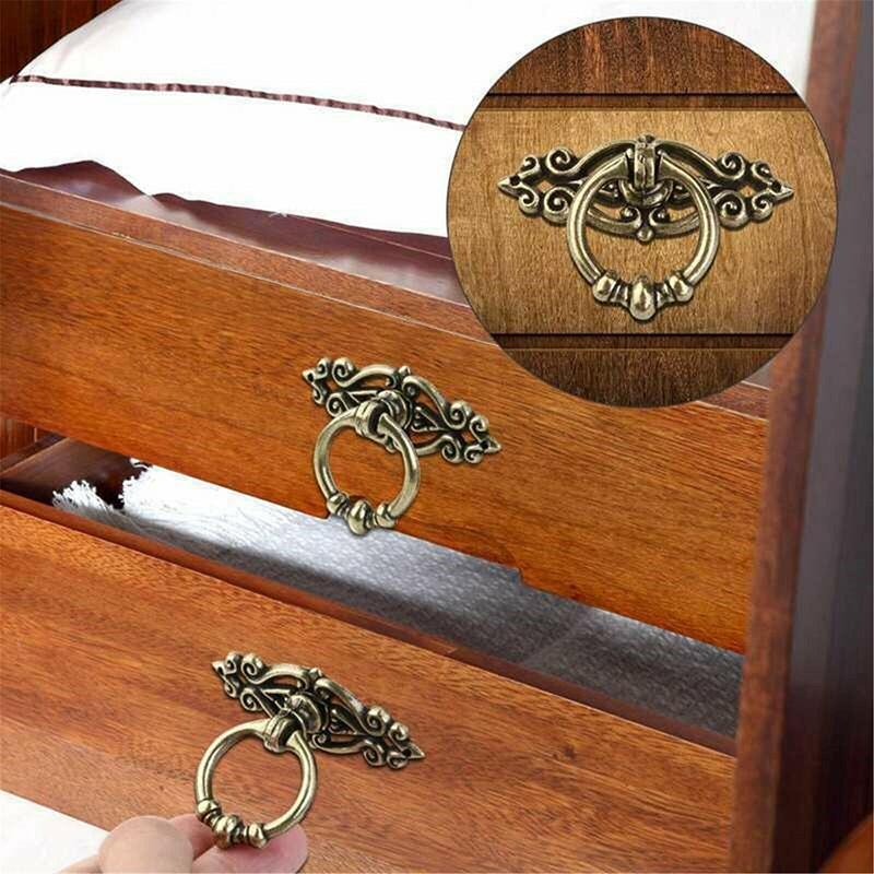 5PCS Vintage Handles Cabinet Drawer Cupboard Door Iron Knob Gold Pull - Black