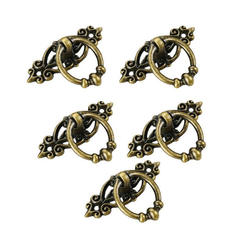 5PCS Vintage Handles Cabinet Drawer Cupboard Door Iron Knob Gold Pull - Black