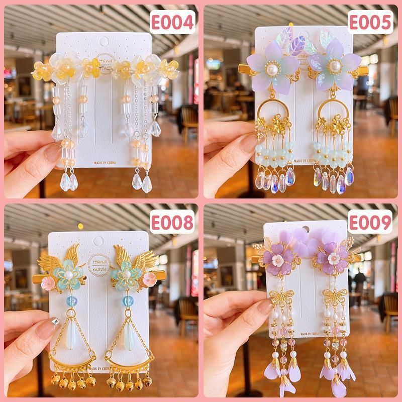 2Pcs Hanfu Flower Hair Clip with Pearl Tassel Butterfly Hairpin for Women and Girls Party - 13