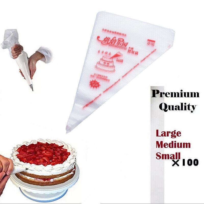 100-200Pcs Disposable Piping Bags For Cake Decor Icing Frosting Piping Nozzles - Yellow (Thick)-Small *100 PCS