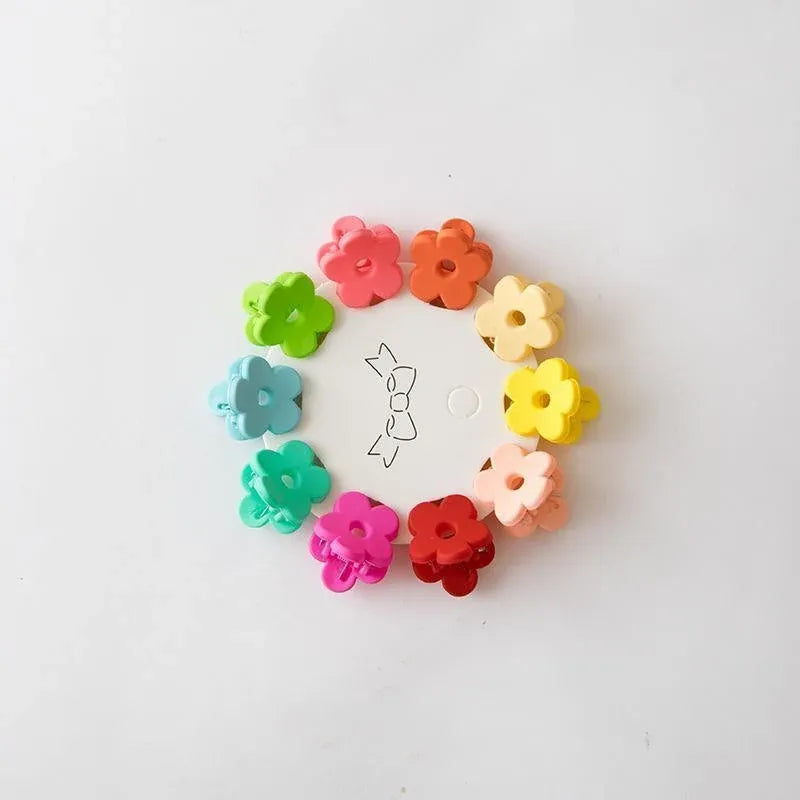 10PCS Mini Hair Clips Colourful Plastic Hair Clamps for Braiding and Styling - Flower
