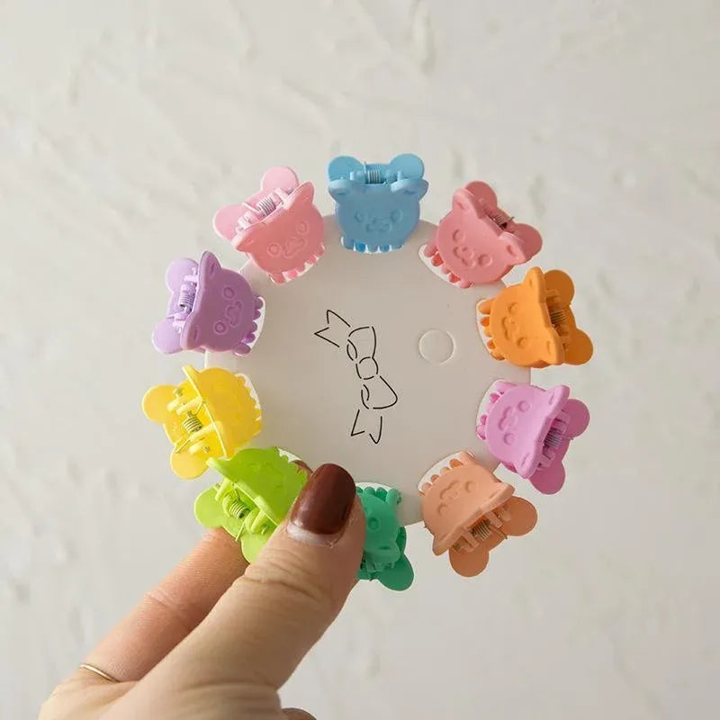 10PCS Mini Hair Clips Colourful Plastic Hair Clamps for Braiding and Styling - Flower
