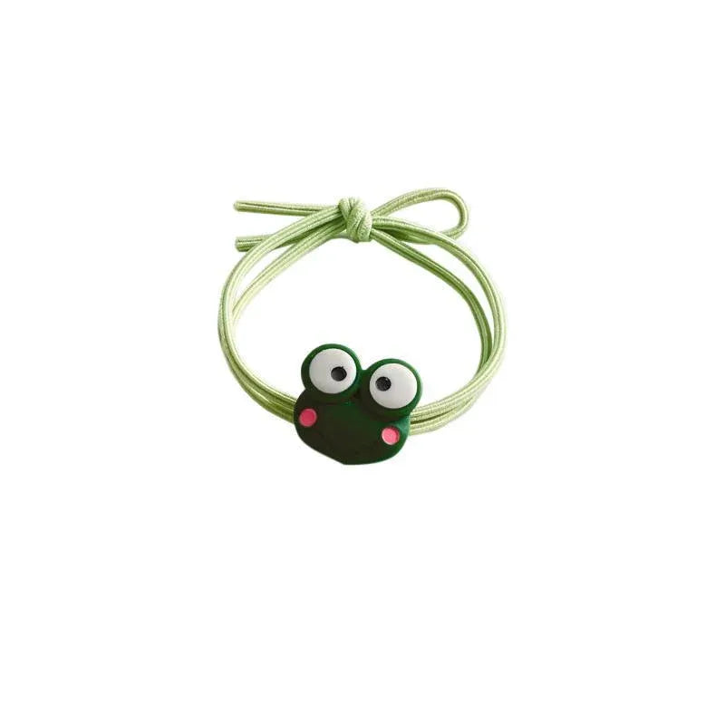 Cartoon Hair Rubber Hair Ring Frog Head Rope Hand Strap Couples Girl Hair Rope - Green