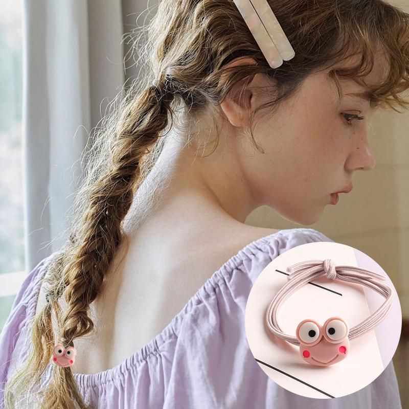 Cartoon Hair Rubber Hair Ring Frog Head Rope Hand Strap Couples Girl Hair Rope - Pink
