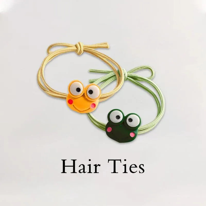 Cartoon Hair Rubber Hair Ring Frog Head Rope Hand Strap Couples Girl Hair Rope - Pink