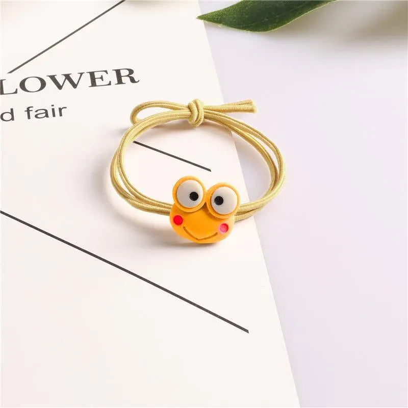 Cartoon Hair Rubber Hair Ring Frog Head Rope Hand Strap Couples Girl Hair Rope - Pink